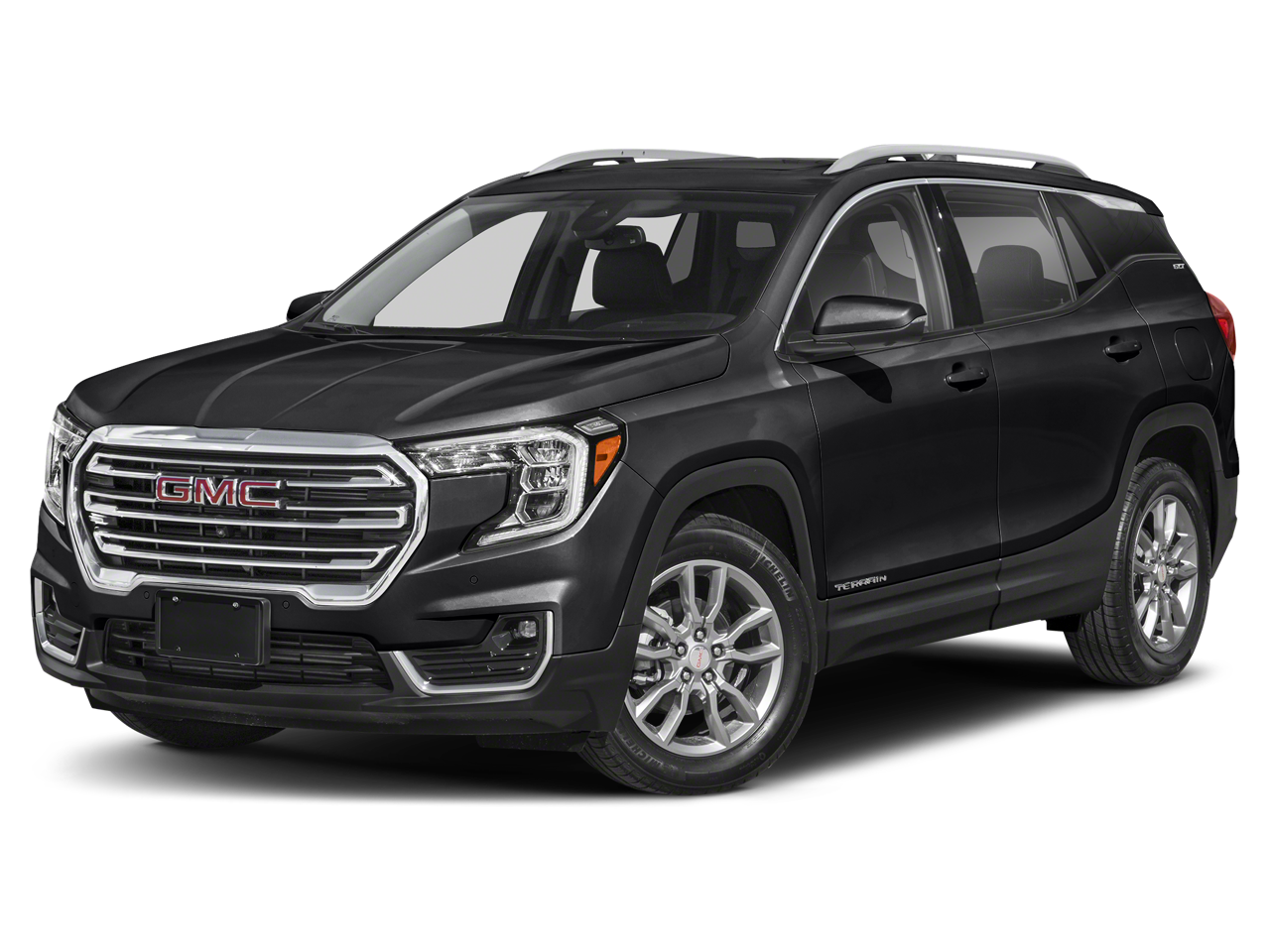 2022 GMC Terrain SLE in Ebony Twilight Metallic — front three-quarter view